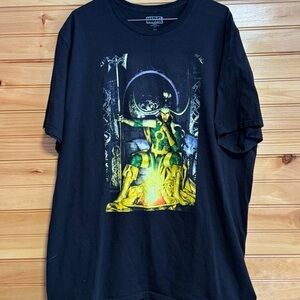 Marvel Loki Throne Thor Avengers Super Hero Shirt Mens Black Graphic XXL